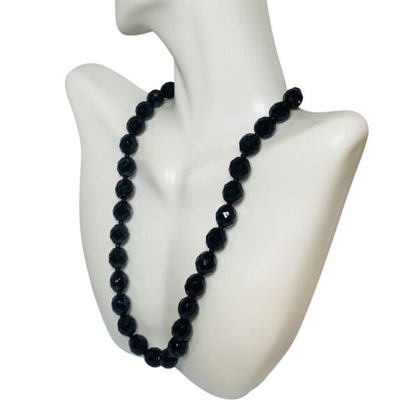 Vintage Kenneth J Lane Black Icy Glass Beaded Necklace 20” Czech Republic Formal - Picture 6 of 16